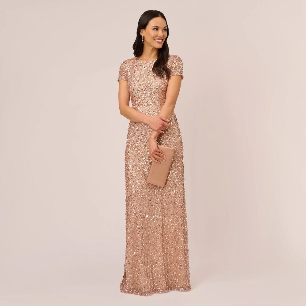 Adrianna Papell Champagne Sequin Bridesmaid Dress NWOT Size 16W